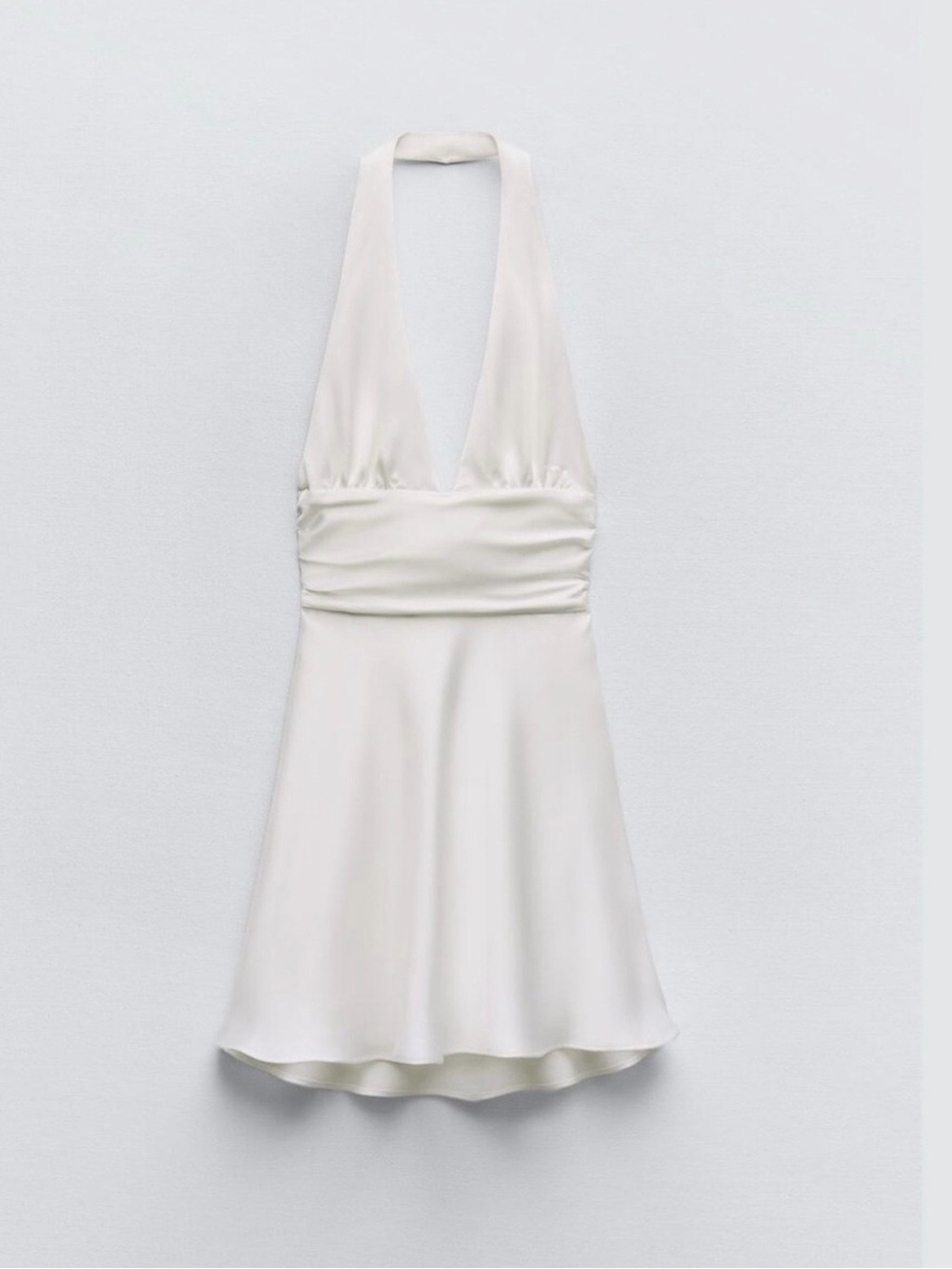 Zara White Halter V-Neck Mini Dress